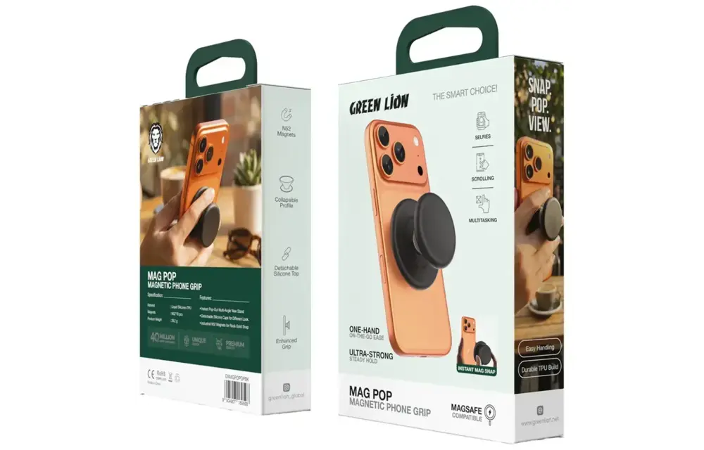 Green Lion Mag Pop MagSafe Magnetic Phone Grip - Black