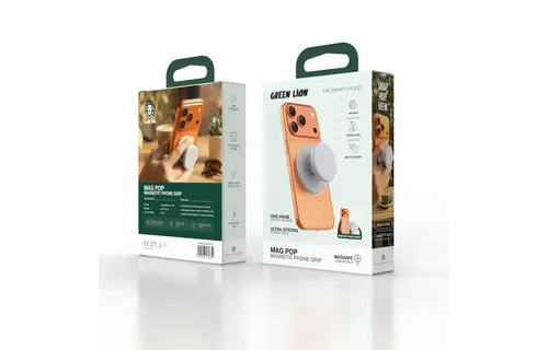 Green Lion Mag Pop Magnetic Phone Grip - Silver