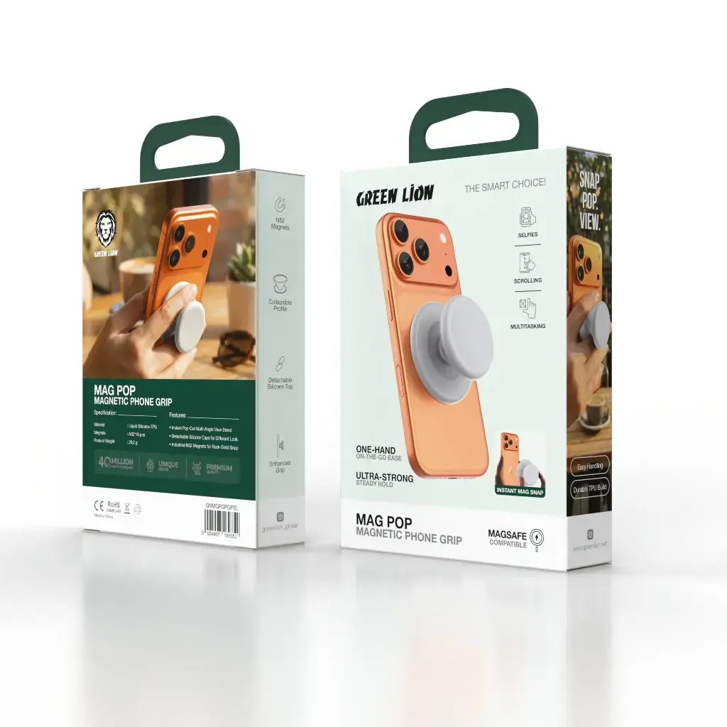 Green Lion Mag Pop Magnetic Phone Grip - Silver