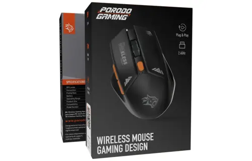 Porodo Gaming  Design 2in 1  Wireless Mouse 2.4g DPI 1600 - Black