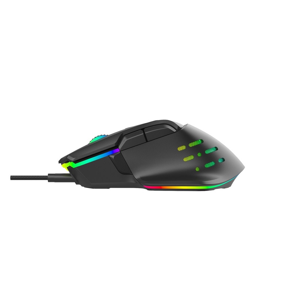 Porodo Gaming 9D Wired Mouse DPI 12800 with 13 Modes RGB Light  - Black