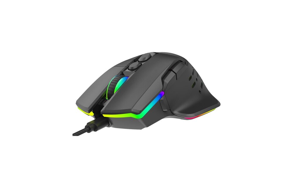 Porodo Gaming 9D Wired Mouse DPI 12800 with 13 Modes RGB Light  - Black
