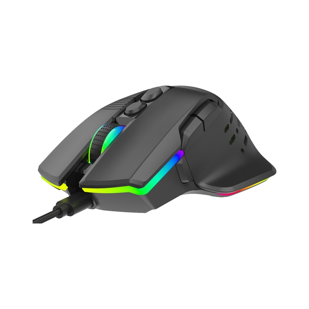 Porodo Gaming 9D Wired Mouse DPI 12800 with 13 Modes RGB Light  - Black
