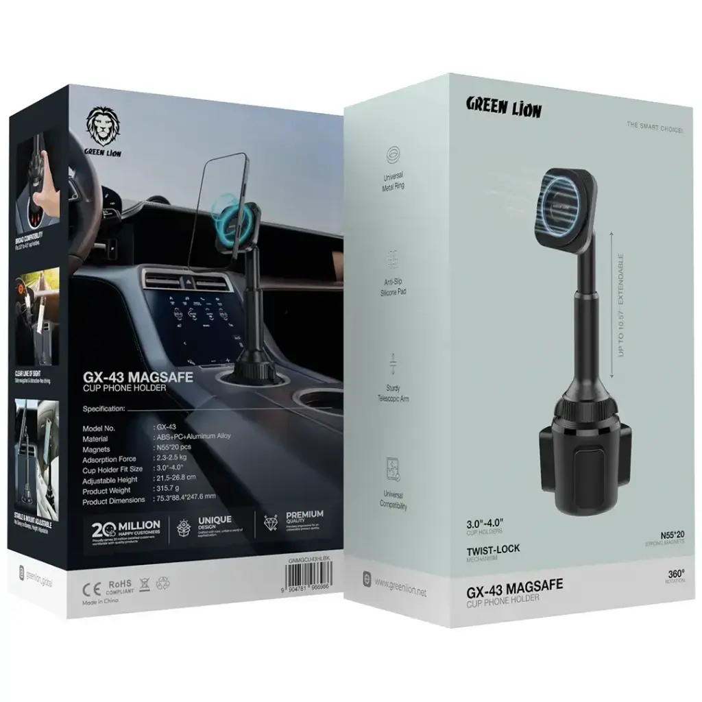 Green Lion GX-43 MagSafe Cup Phone Holder - Black