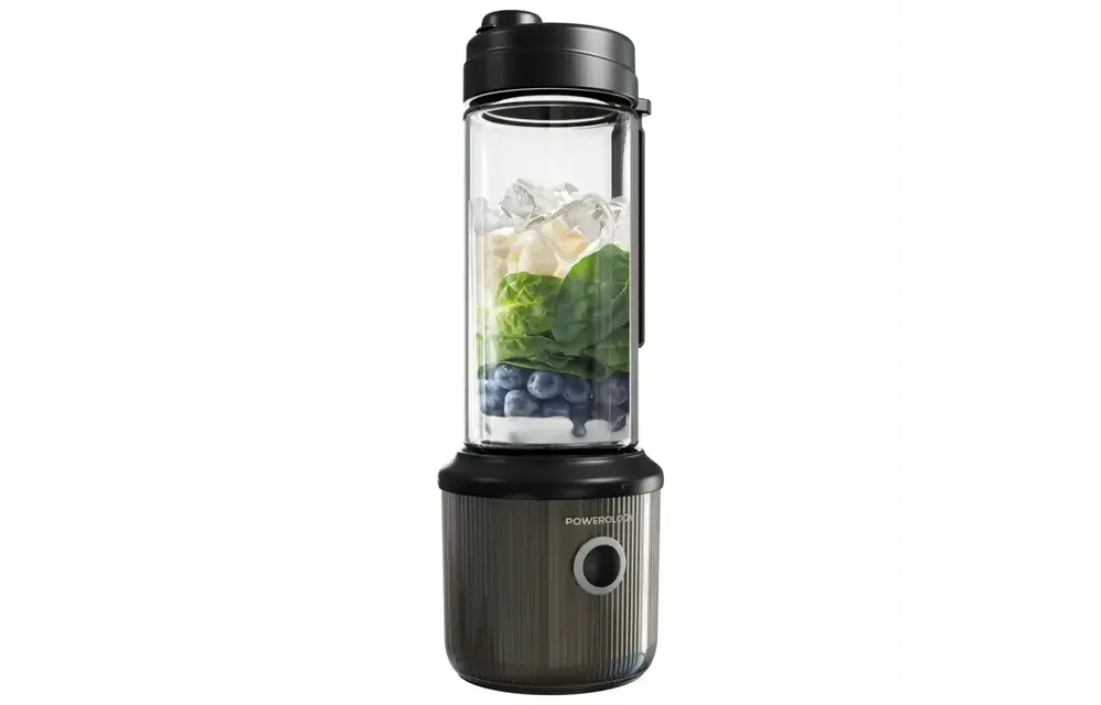 Powerology Press & Refresh Portable Blender 450ml 2500mAh 6 Blades 126W - Black