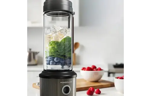 Powerology Press & Refresh Portable Blender 450ml 2500mAh 6 Blades 126W - Black