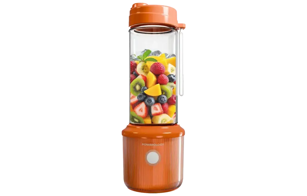 Powerology Press & Refresh Portable Blender 450ml 2500mAh 126W With 6 Blades - Orange