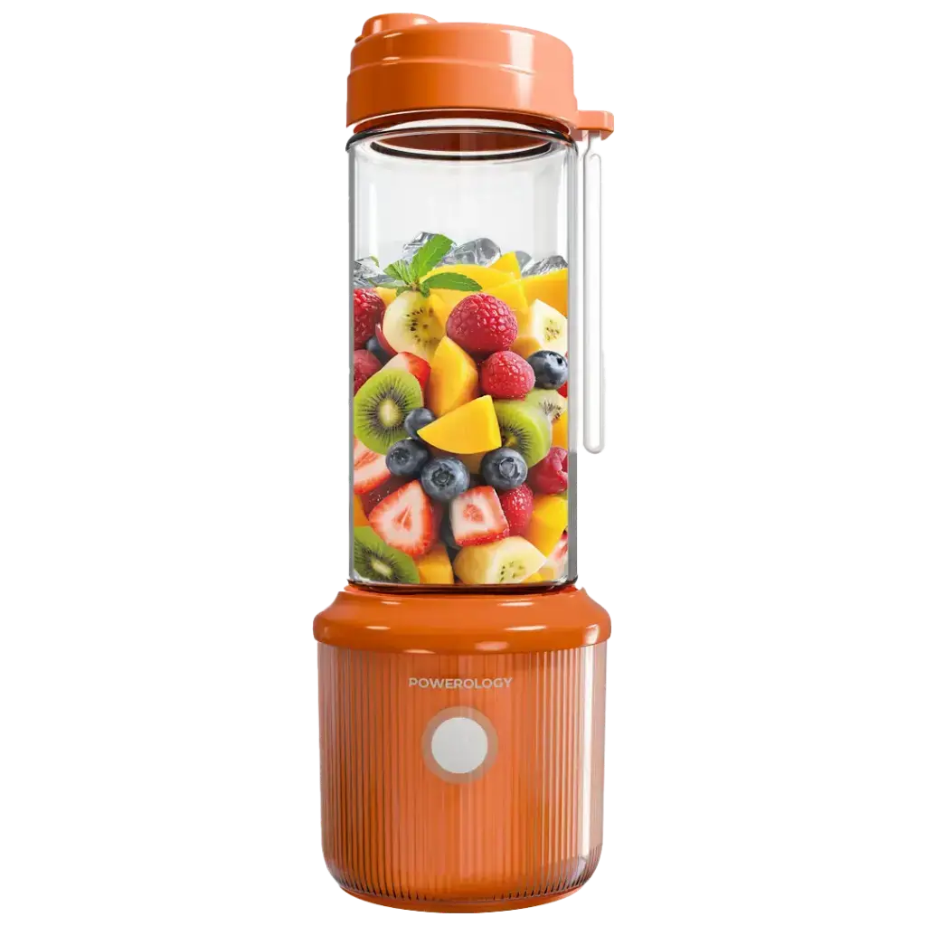 Powerology Press & Refresh Portable Blender 450ml 2500mAh 126W With 6 Blades - Orange