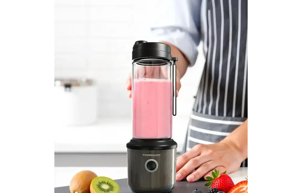 Powerology Press & Refresh Portable Blender 450ml 2500mAh 126W With 6 Blades - Orange