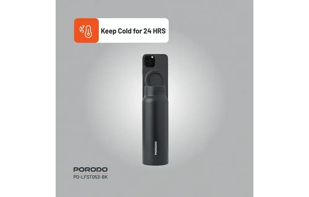 Porodo Lifestyle Magnetic Mount Water Bottle 32oz - Black