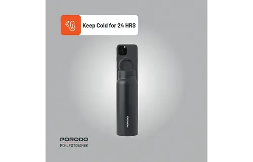 Porodo Lifestyle Magnetic Mount Water Bottle 32oz - Black