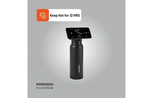 Porodo Lifestyle Magnetic Mount Water Bottle 32oz - Black