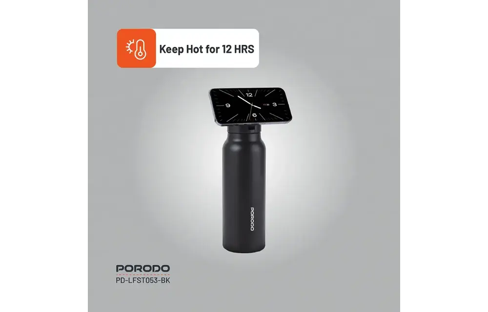 Porodo Lifestyle Magnetic Mount Water Bottle 32oz - Black