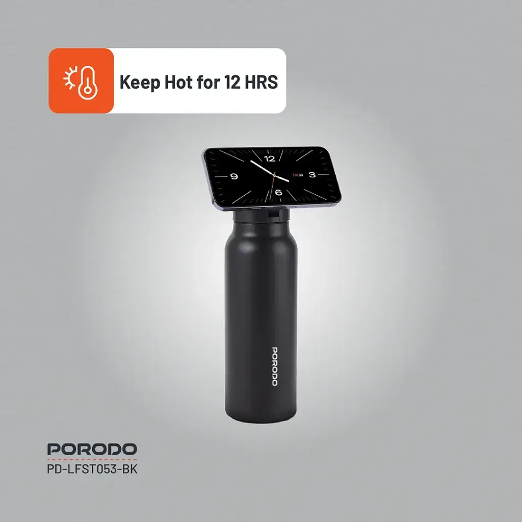 Porodo Lifestyle Magnetic Mount Water Bottle 32oz - Black