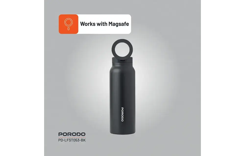 Porodo Lifestyle Magnetic Mount Water Bottle 32oz - Black