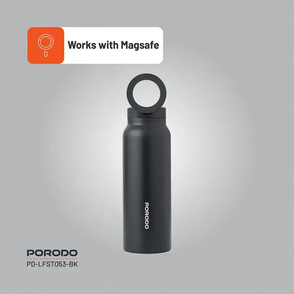 Porodo Lifestyle Magnetic Mount Water Bottle 32oz - Black