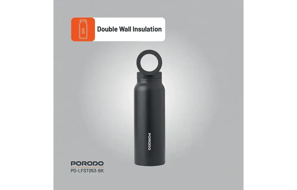 Porodo Lifestyle Magnetic Mount Water Bottle 32oz - Black