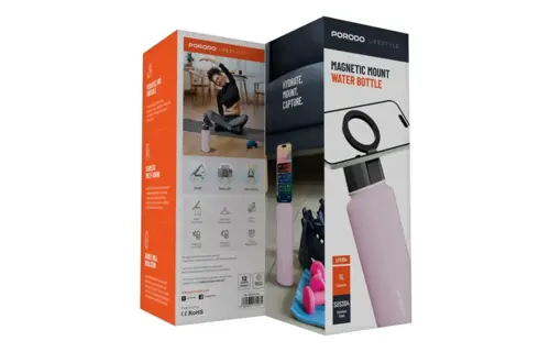 Porodo Lifestyle Magnetic Mount Water Bottle 32oz - Pink