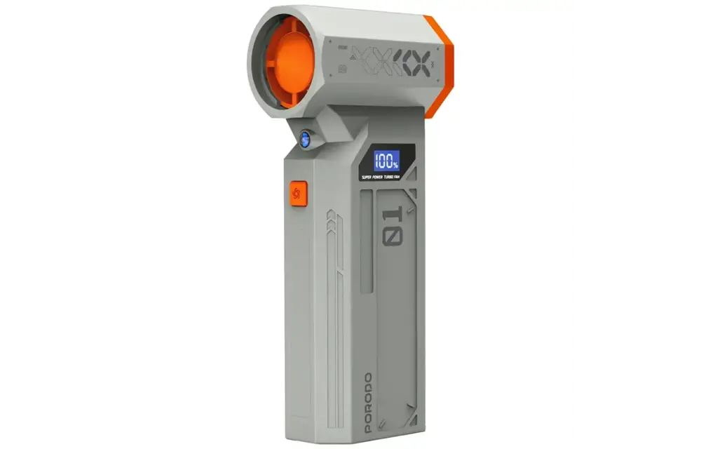 Porodo Rushjet Cordless Turbo Speed Dust Blower 5200 mAh,150W With 120000 RPM - Gold/Orange