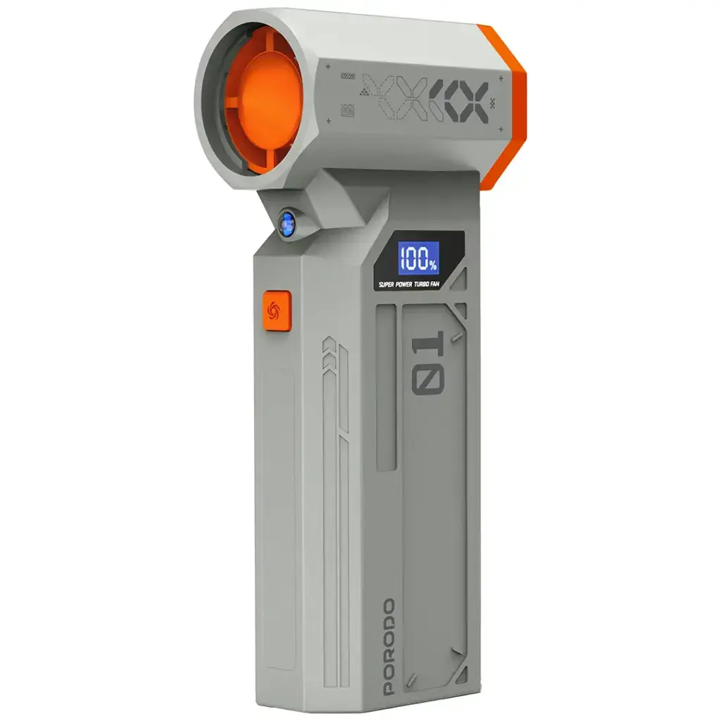 Porodo Rushjet Cordless Turbo Speed Dust Blower 5200 mAh,150W With 120000 RPM - Gold/Orange