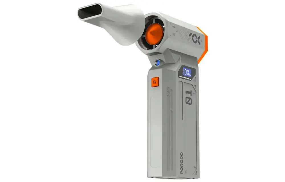 Porodo Rushjet Cordless Turbo Speed Dust Blower 5200 mAh,150W With 120000 RPM - Gold/Orange