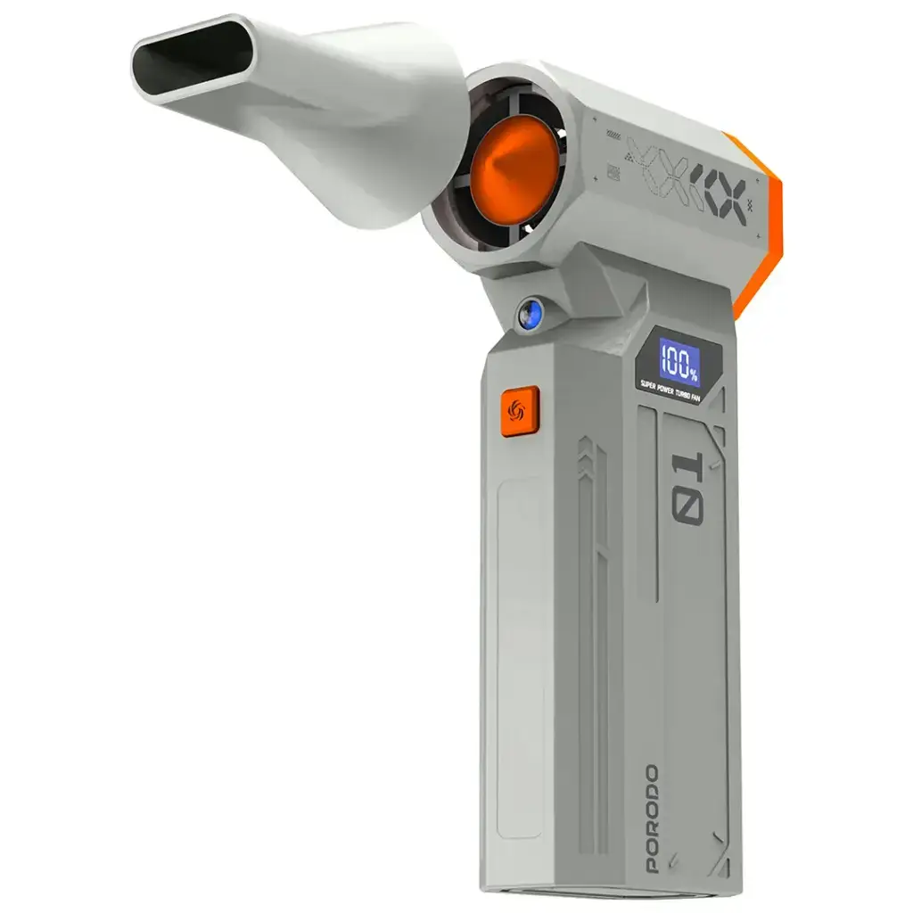 Porodo Rushjet Cordless Turbo Speed Dust Blower 5200 mAh,150W With 120000 RPM - Gold/Orange