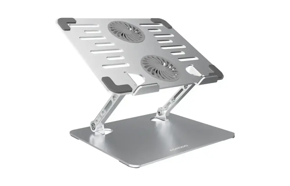 Porodo Aerodesk with Cooling Fan Laptop Stand Adjustable Height - Silver