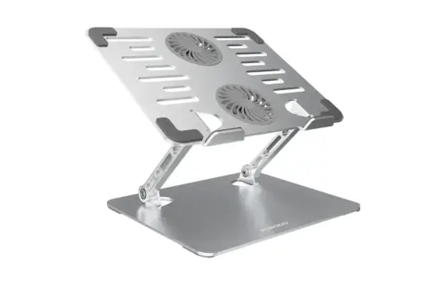 Porodo Aerodesk with Cooling Fan Laptop Stand Adjustable Height - Silver