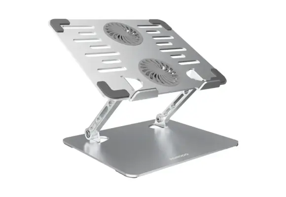 Porodo Aerodesk with Cooling Fan Laptop Stand Adjustable Height - Silver