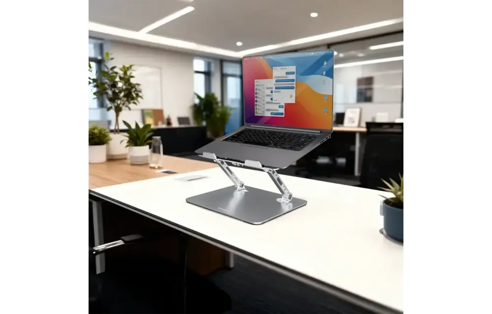 Porodo Aerodesk with Cooling Fan Laptop Stand Adjustable Height - Silver