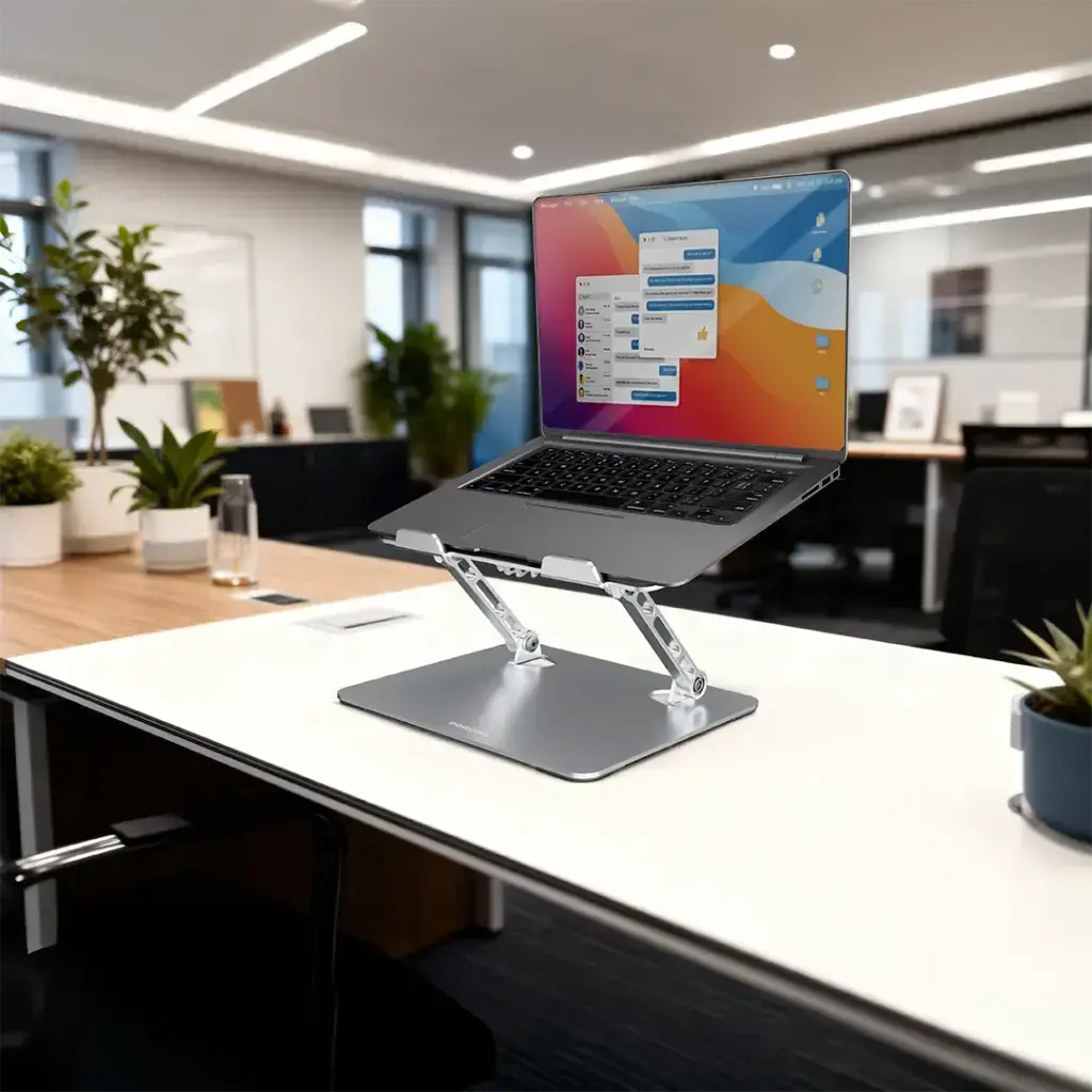 Porodo Aerodesk with Cooling Fan Laptop Stand Adjustable Height - Silver