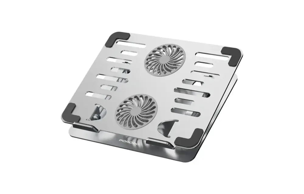 Porodo Aerodesk with Cooling Fan Laptop Stand Adjustable Height - Silver