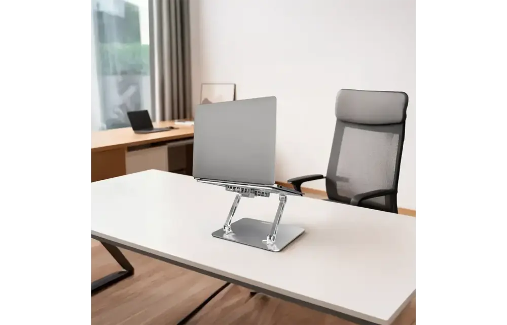 Porodo Aerodesk with Cooling Fan Laptop Stand Adjustable Height - Silver