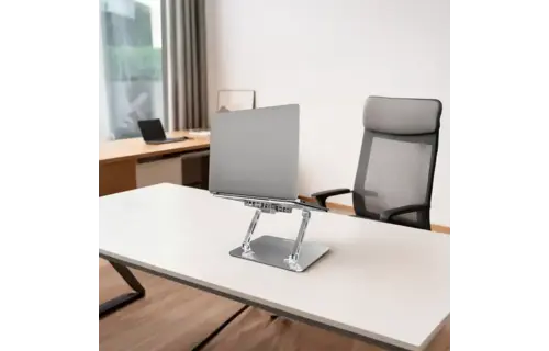 Porodo Aerodesk with Cooling Fan Laptop Stand Adjustable Height - Silver