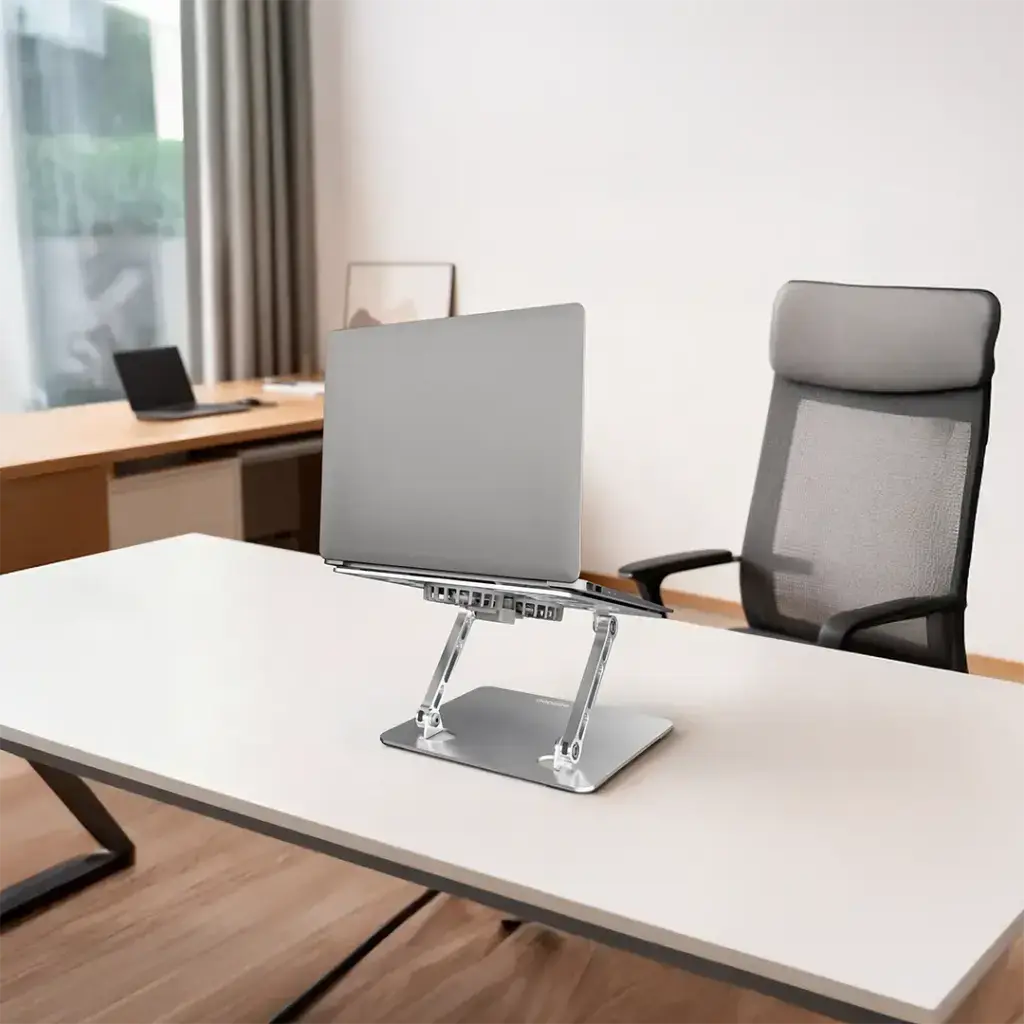 Porodo Aerodesk with Cooling Fan Laptop Stand Adjustable Height - Silver