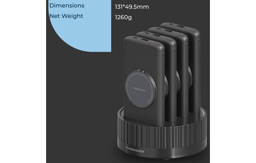 Powerology 4in1 Station 10000mAh PD 100W QC Wireless Power Bank - Black