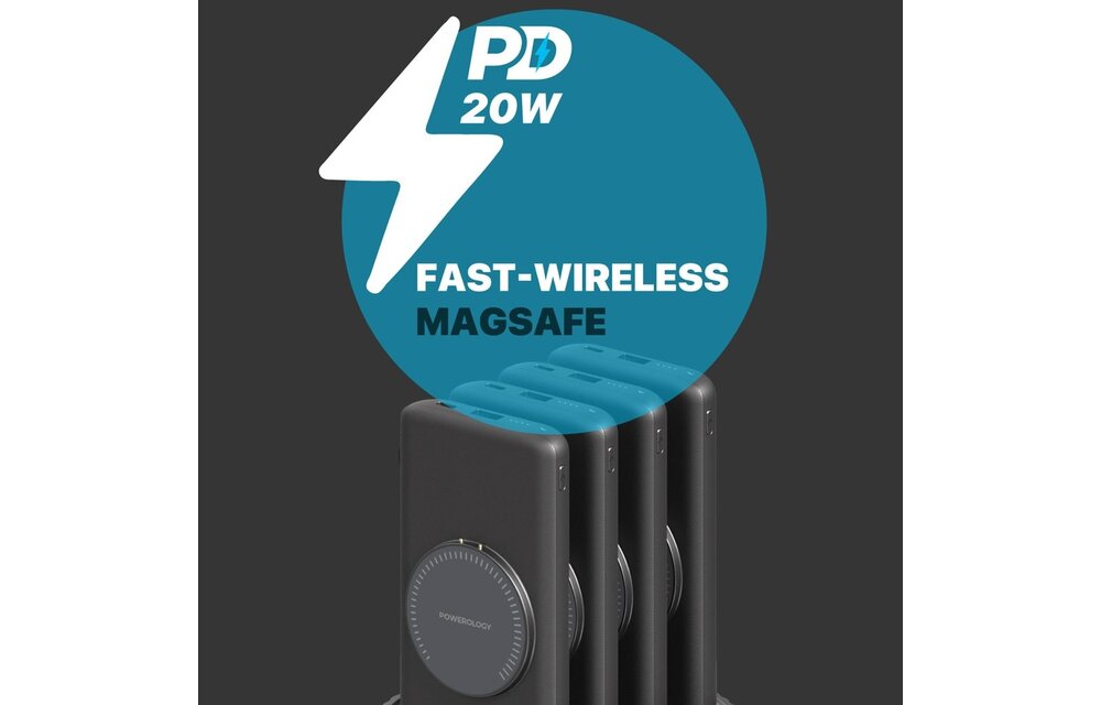 Powerology 4in1 Station 10000mAh PD 100W QC Wireless Power Bank - Black