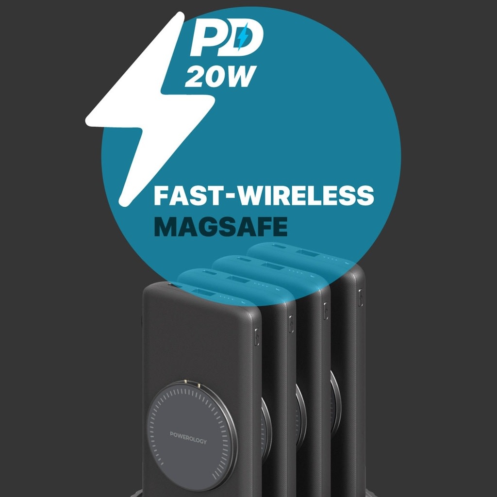 Powerology 4in1 Station 10000mAh PD 100W QC Wireless Power Bank - Black