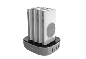 Powerology 4in1 Power Station Power Bank 10000mAh PD 20W Wireless Charge with Built-in Cable Lightning And Type-C - White