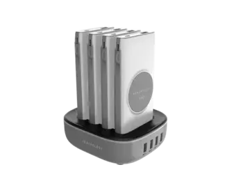 Powerology 4in1 Station 10000mAh 20W PD QC Wireless Power Bank Built-in Cable With Lightning And Type-C - White