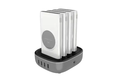 Powerology 4in1 Station 10000mAh 20W PD QC Wireless Power Bank Built-in Cable With Lightning And Type-C - White