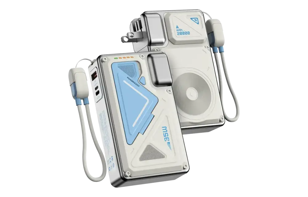 Powerology 35W PD Wall Charger Plus MagSafe Power Bank with Lanyard Type-C 20000mAh - White