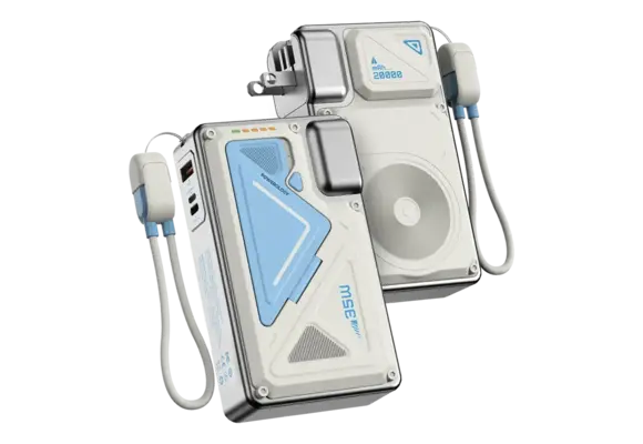 Powerology 35W PD Wall Charger Plus MagSafe Power Bank with Lanyard Type-C 20000mAh  - White