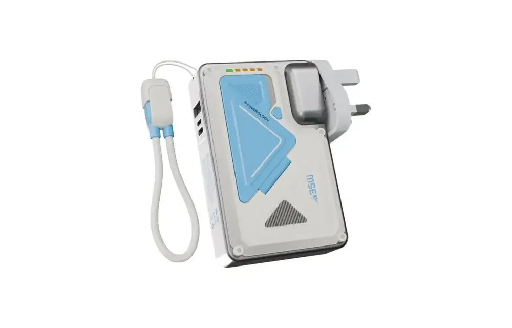 Powerology 35W PD  Wall Charger Plus MagSafe Power Bank with Lanyard Type-C 10000mAh - White