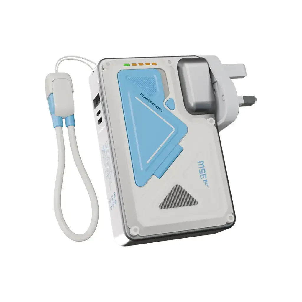 Powerology 35W PD  Wall Charger Plus MagSafe Power Bank with Lanyard Type-C 10000mAh - White