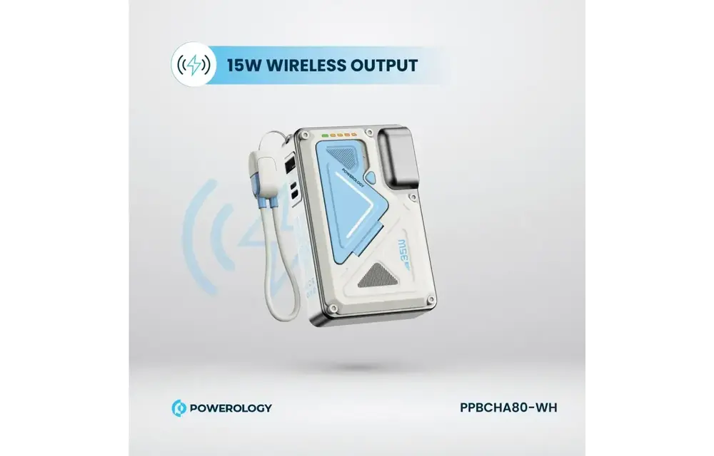 Powerology 10000mAh Wall Charger Magsafe Power Bank - White