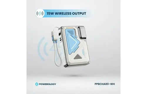 Powerology 10000mAh Wall Charger Magsafe Power Bank - White