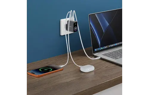 Powerology Voltflow 100W AVS GaN Wall Charger Type C With TFT Screen - Gray