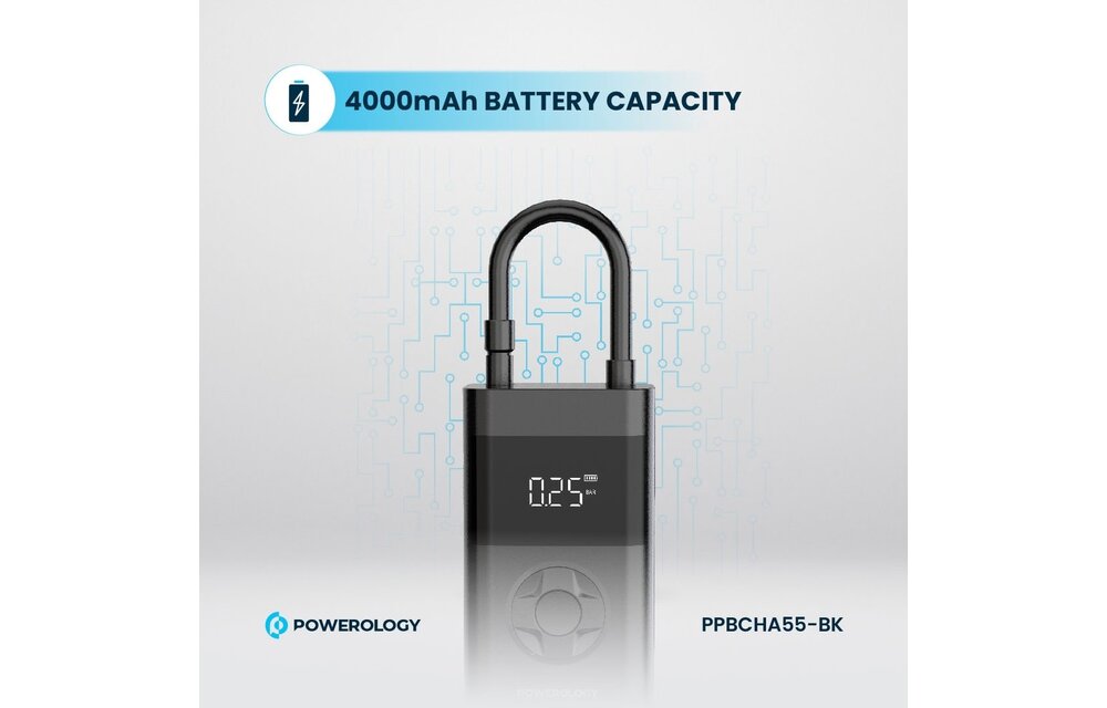 Powerology Ultra Portable Air Compressor Power Bank - Black