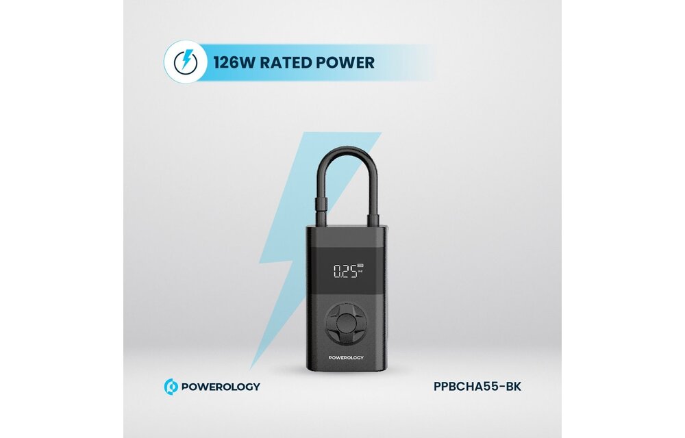 Powerology Ultra Portable Air Compressor Power Bank - Black